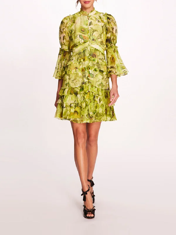 French floral wrap vacation mini dress-Mali Mini Dress