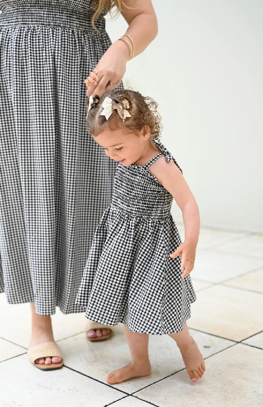 Korean version sweet short mini dress for petite girls-Aella Dress - MINI - Black Gingham