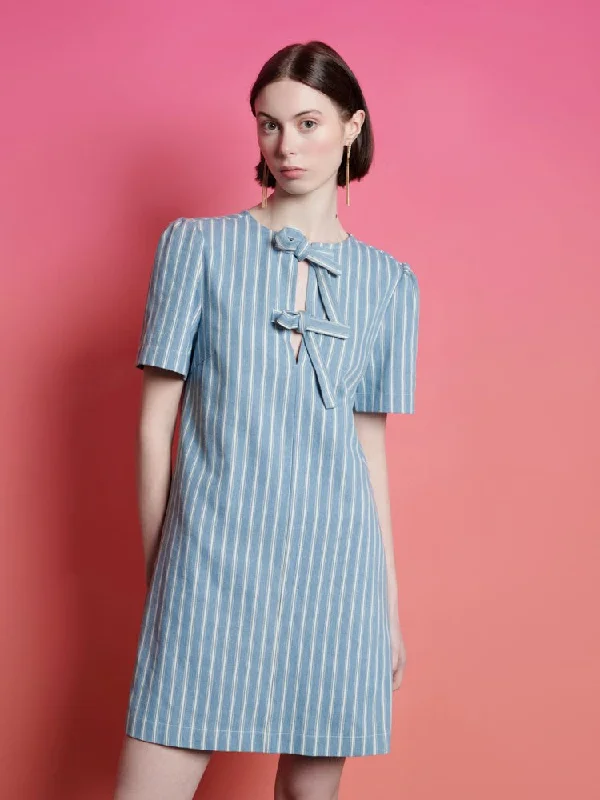 Breathable linen summer casual mini dress-Cleo Striped Mini Dress