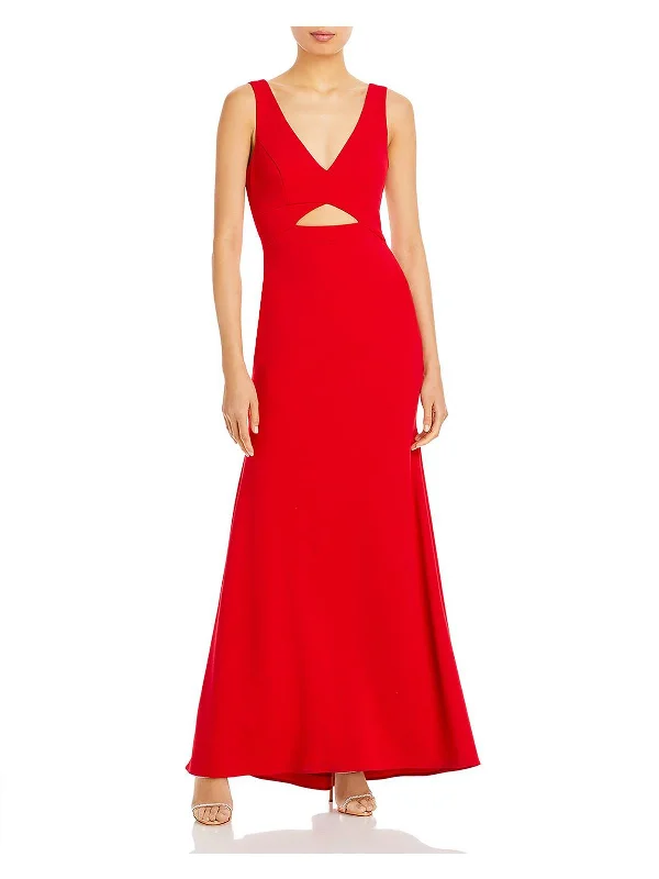 Maxi Dress With V Neck -Womens Cut-Out Maxi Evening Dress