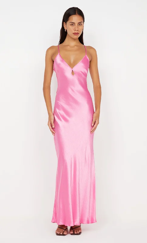 Maxi Dress With Gold Accents -CEDAR CITY MAXI DRESS - CANDY PINK