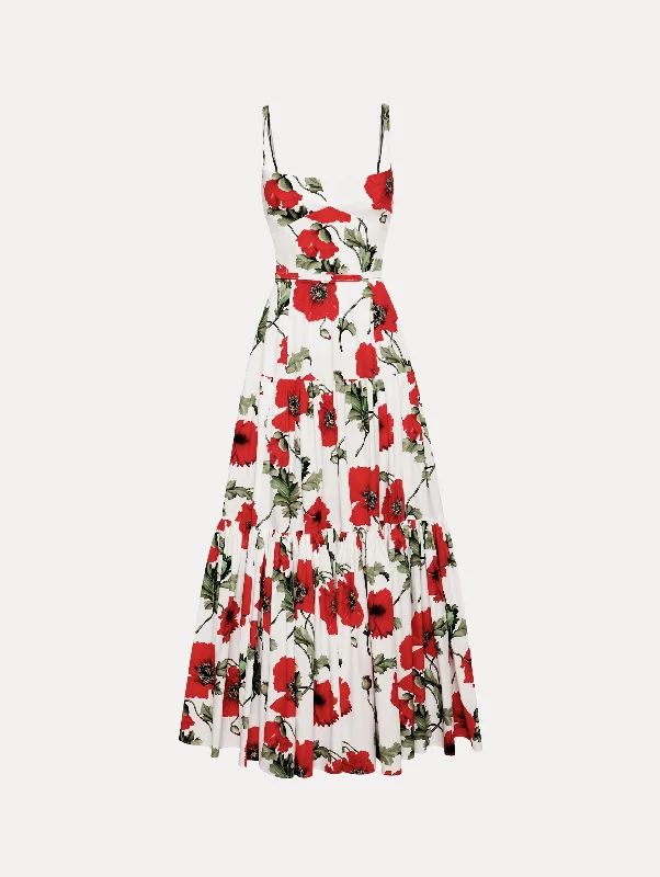 Maxi Dress With Ruffles -Poppy Cotton Poplin Tiered Maxi Dress