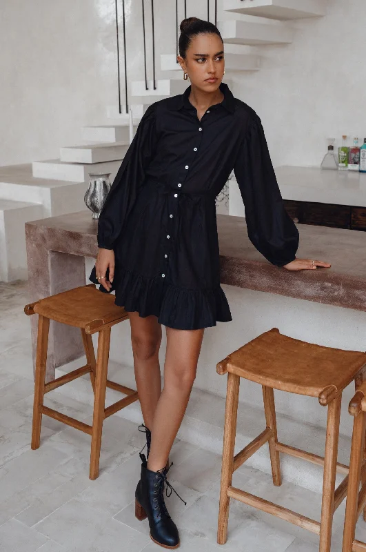 Off-shoulder bodycon party mini dress-Malina Button Down Cotton Mini Dress