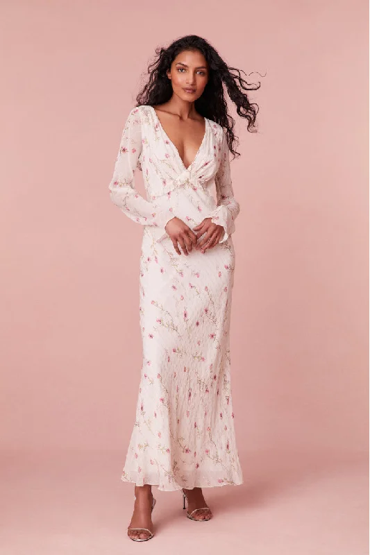 Maxi Dress With Back Tie -Dalila Dainty Floral Maxi Dress