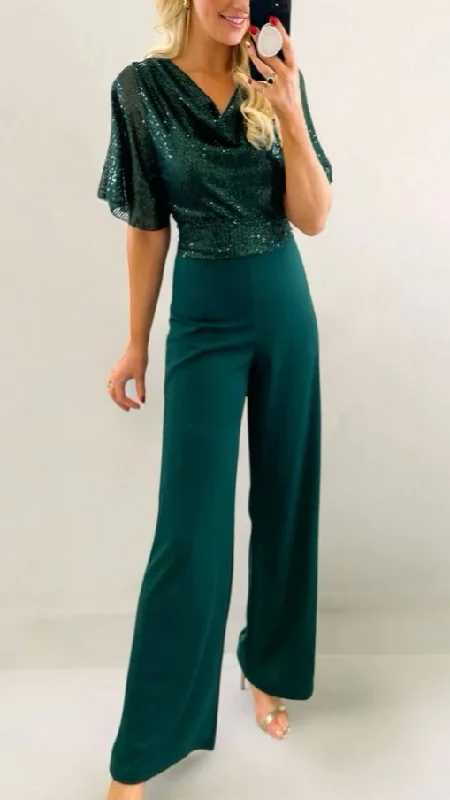 Strapless cocktail dress -A2070 Amelia Green Sequin Jumpsuit