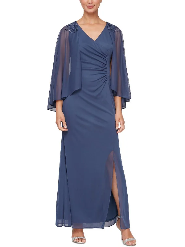 Maxi Dress With Gathered Waist -Womens Ruched Maxi Evening Dress