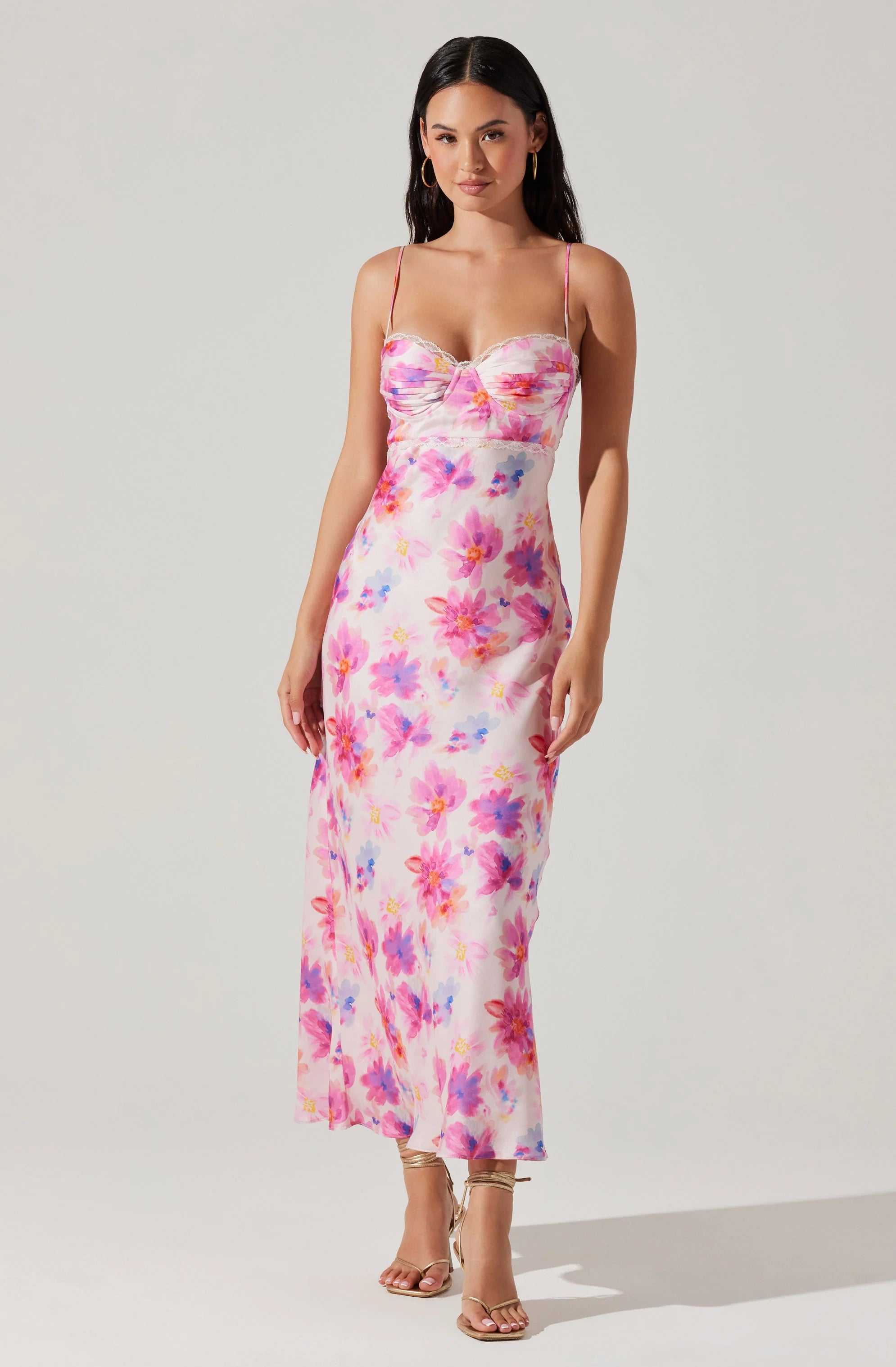 Long Maxi Dress -Florianne Floral Satin Maxi Dress