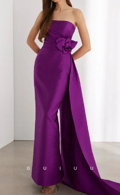 Cocktail dress with puff sleeves -GM173 - Sheath Scoop Neck Long Sleeves Ruffles Long Prom Cocktail Dress Dress Wedding Guest Dress