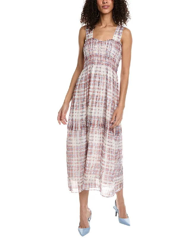 Maxi Dress With Open Back -Burberry Scribble Check Silk Maxi Dress