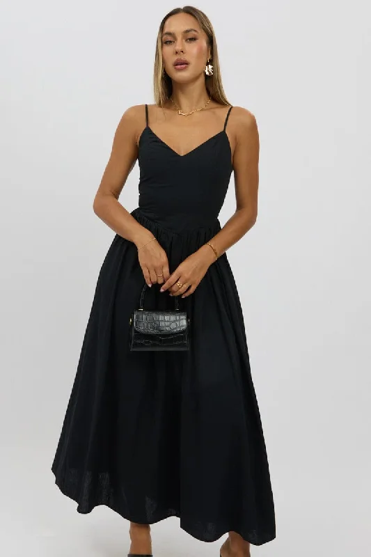 Maxi Dress For Wedding -Black Maxi Dress V-Neck