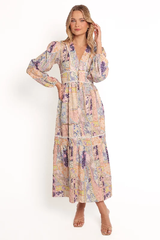 Maxi Dress With Pockets -Ariella Maxi Dress - Patchwork