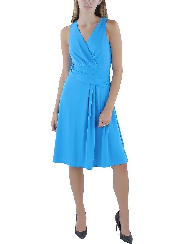 Midi Dress With Deep V-Neck -Womens Surplice Jersey Midi Dress