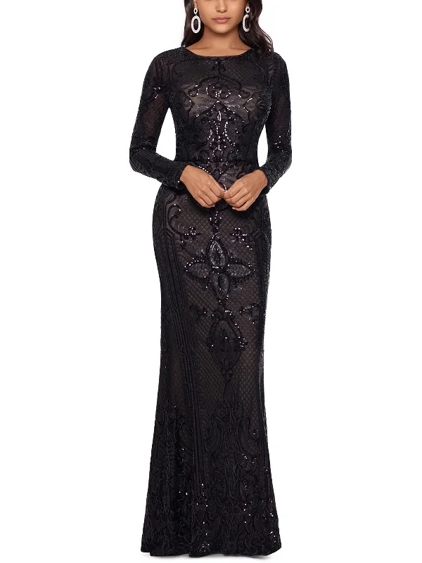 Maxi Dress For Casual Wear -Womens Sequined Maxi Evening Dress