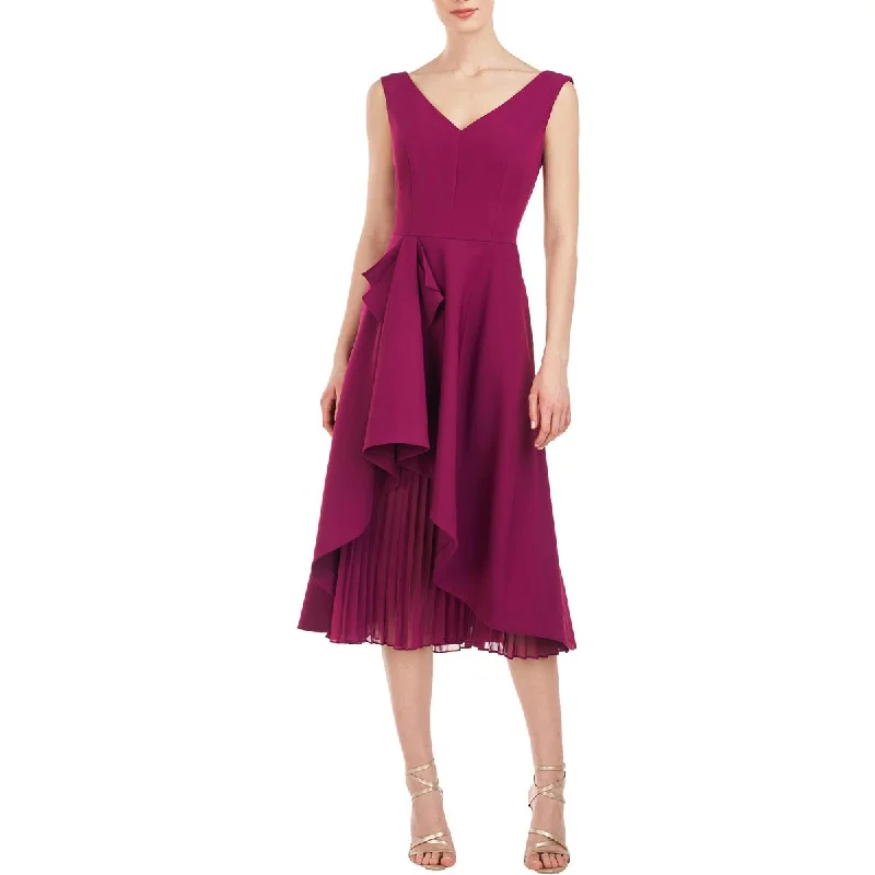 Midi Dress With Fitted Bodice -Begonia Womens Sleeveless Ruffled Midi Dress