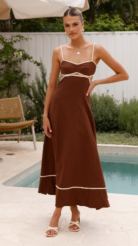 Sexy Maxi Dress -Nereda Maxi Dress - Chocolate