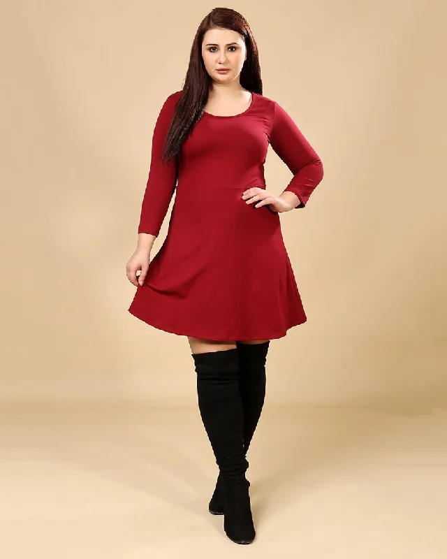 Winter velvet retro short mini dress-Solid Bodycon Dress