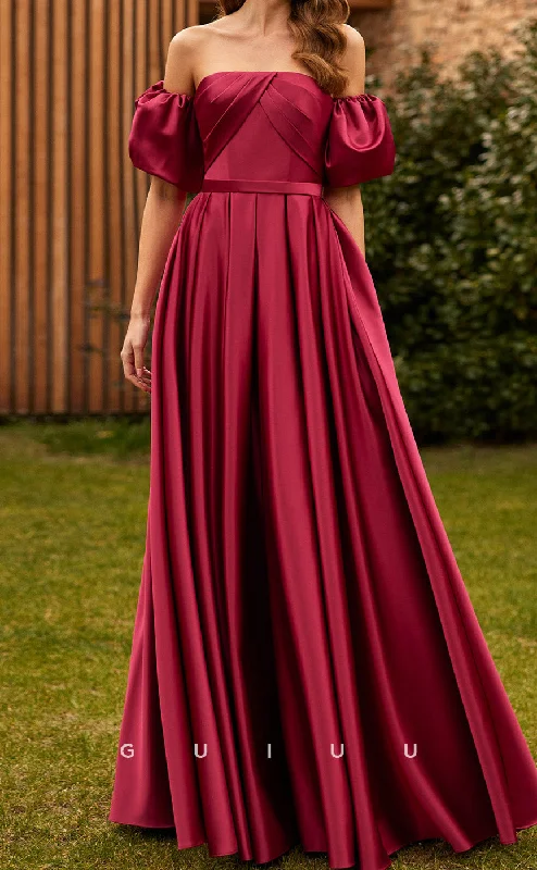 Cocktail dress for dinner party -GM231 -  A-Line Strapless Detachable Half Sleeves Stain Pleated Wedding Guest Dress Cocktail Dress