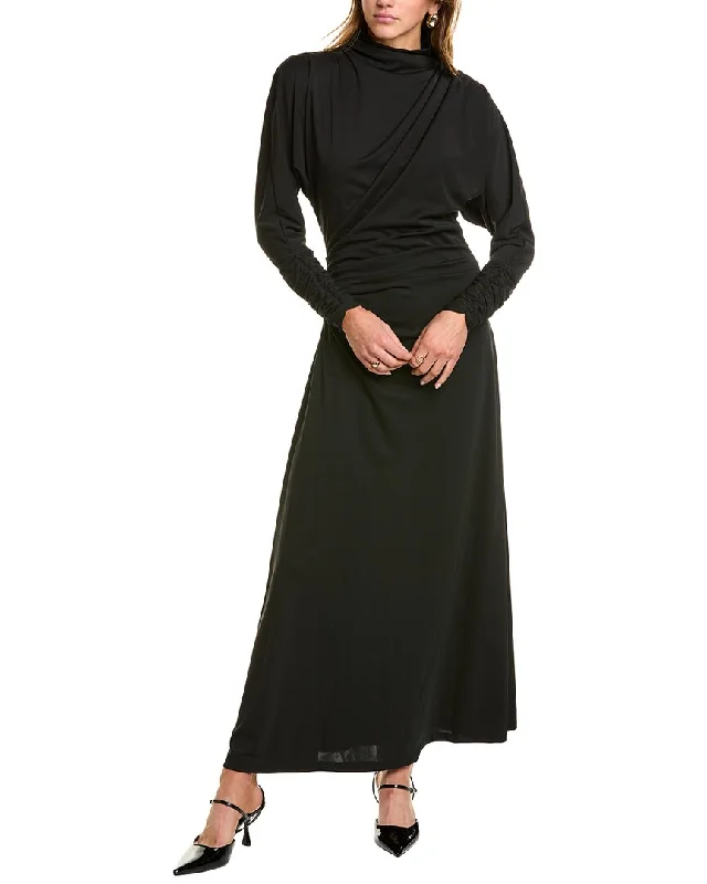 Midi Dress With Belt -Nicholas Cora Funnel Neck Dolman Ls Midi Dress