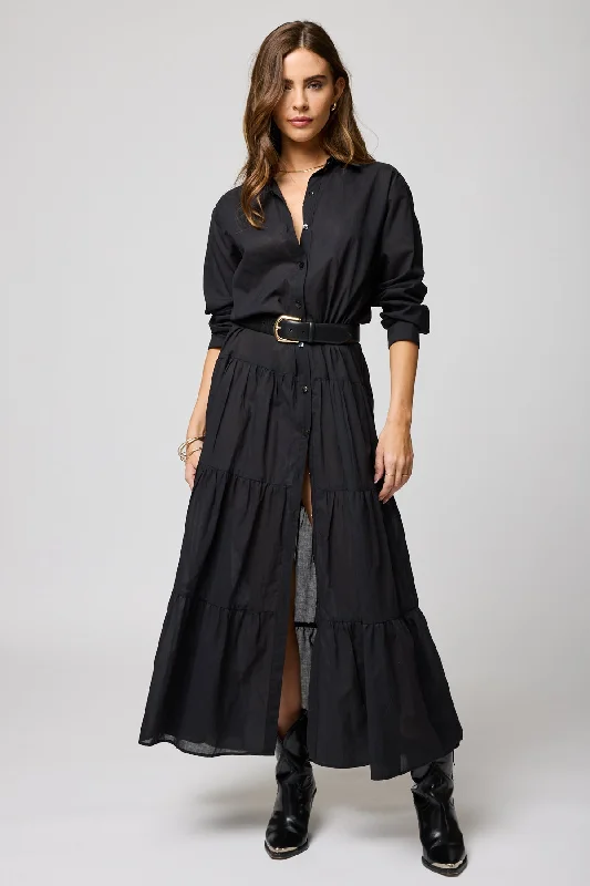 Maxi Dress With Lace Up Back -THE TIERED SHIRT MAXI DRESS