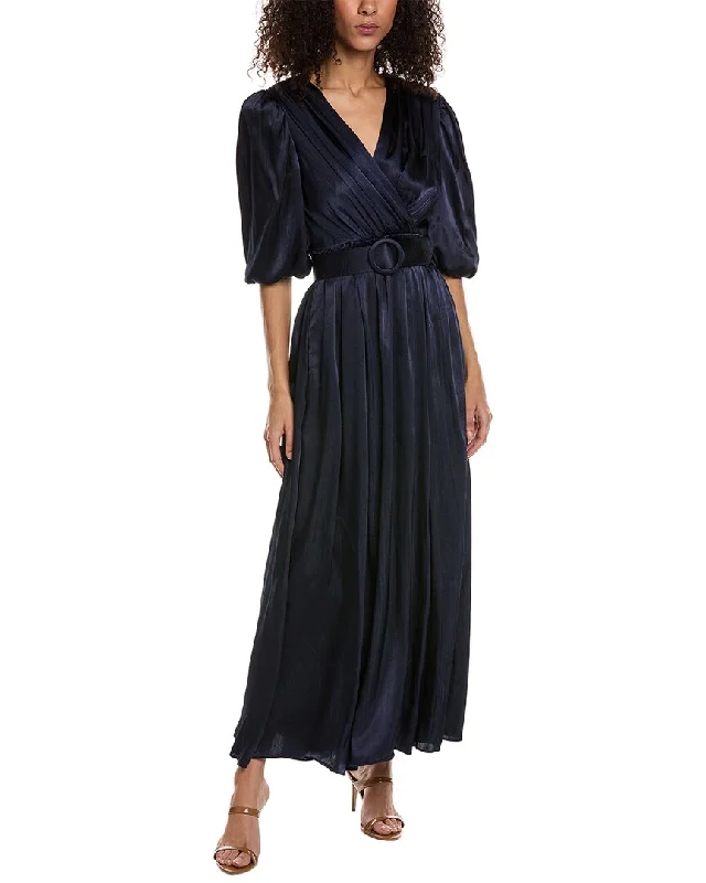 Maxi Dress With Gathered Waist -Taylor Satin Crinkle Crepe Maxi Dress