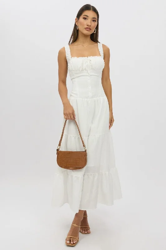 Sexy Maxi Dress -White Maxi Dress Drop Waist