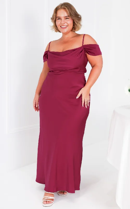 Maxi Dress For Evening Out -Evangelista Maxi Dress - Plum