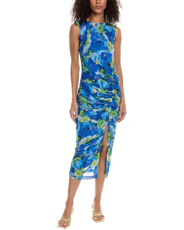 High Waist Maxi Dress -Taylor Printed Mesh Maxi Dress