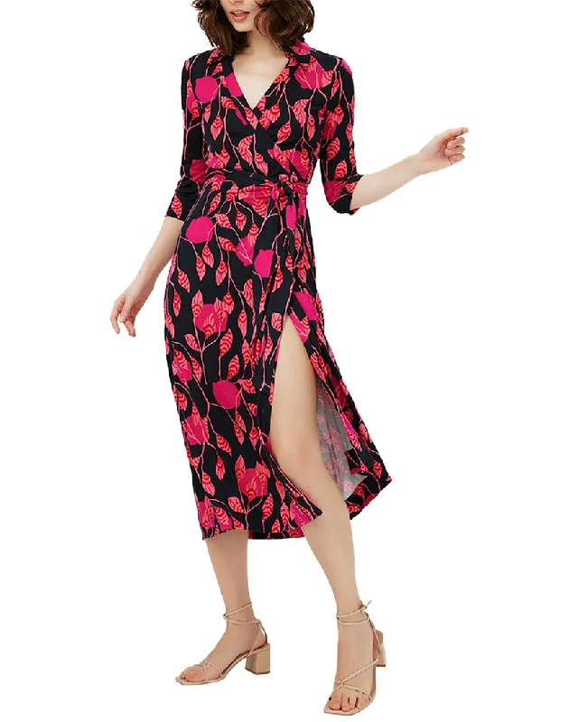 Midi Dress With Floral Embroidery -Diane von Furstenberg Abigail Silk Midi Dress