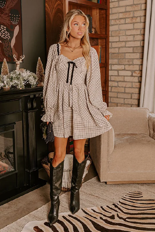 Winter wool plaid high-waist mini dress-Classic Love Story Mini Dress