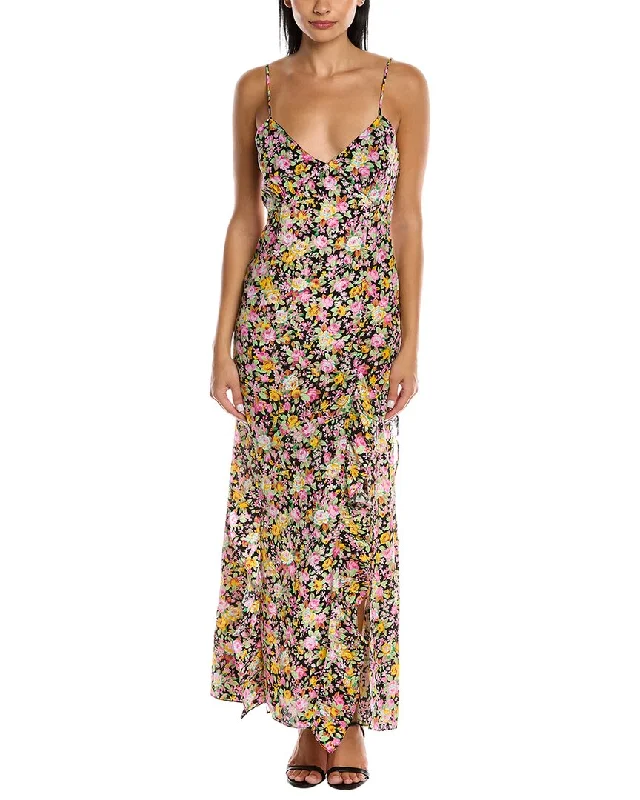 Maxi Dress For Holiday Party -Les Reveries Ruffle Cami Silk Maxi Dress