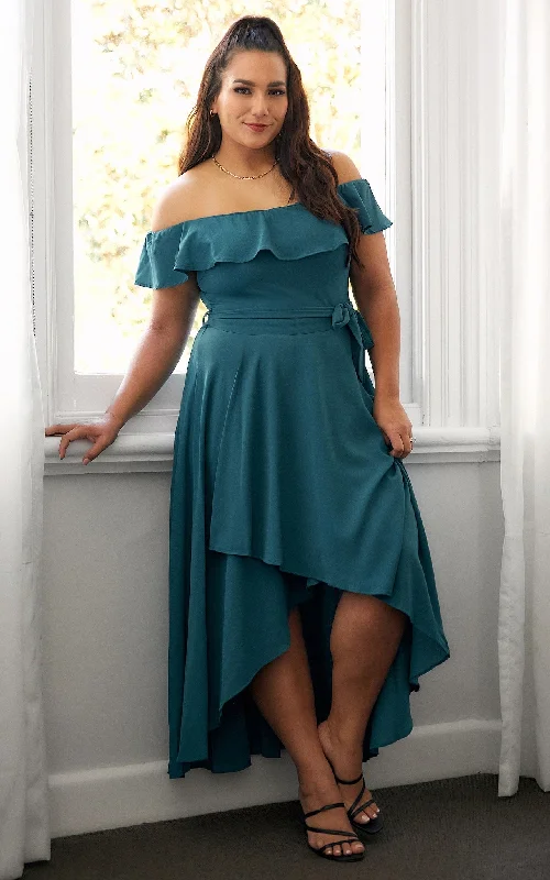 Maxi Dress With Button Front -Tatiana Maxi Dress - Teal Blue