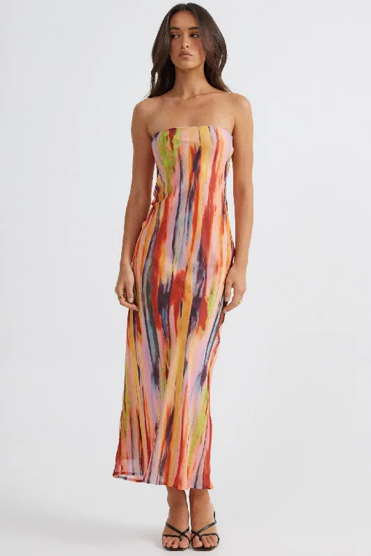 Maxi Dress For Beach -St Barts Strapless Maxi Dress - Print