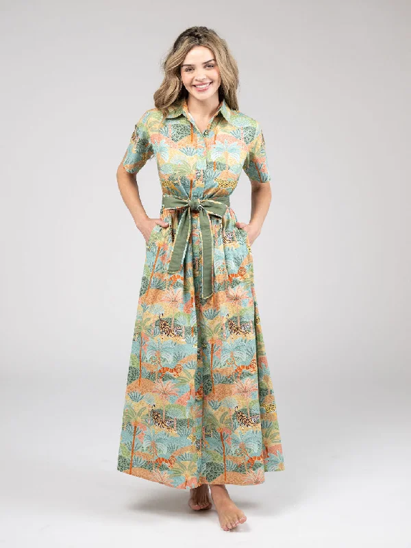 Maxi Dress With Floral Embroidery -The Elle Maxi Dress | Safari Multi