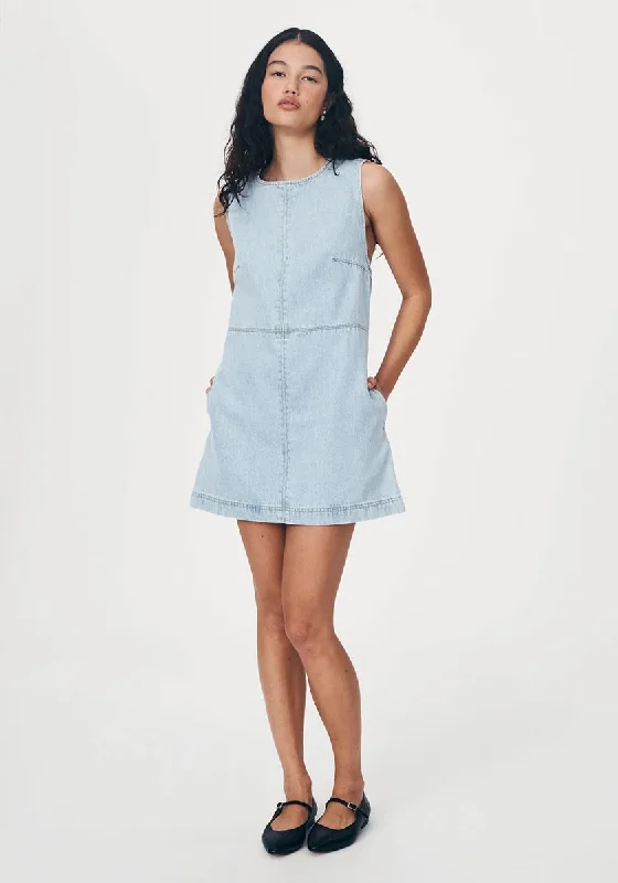 Maternity nursing-friendly short mini dress-Jean Denim Mini Dress - Azul