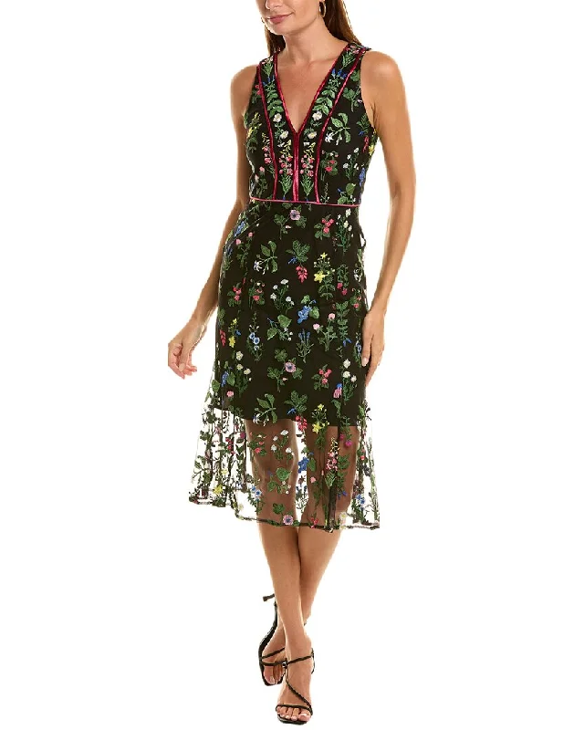 Midi Dress With Halter Neck -Sam Edelman Botanical Embroidered Midi Dress