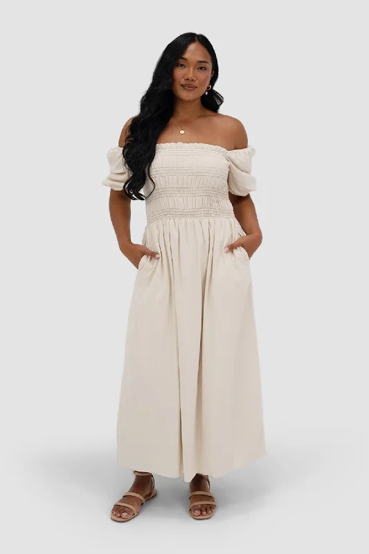 High Waist Maxi Dress -ISMAE MAXI DRESS NEUTRAL