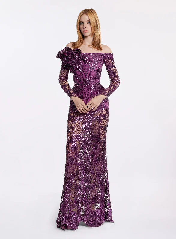 Maxi Dress For Spring -Sequin Embroidered Long Dress