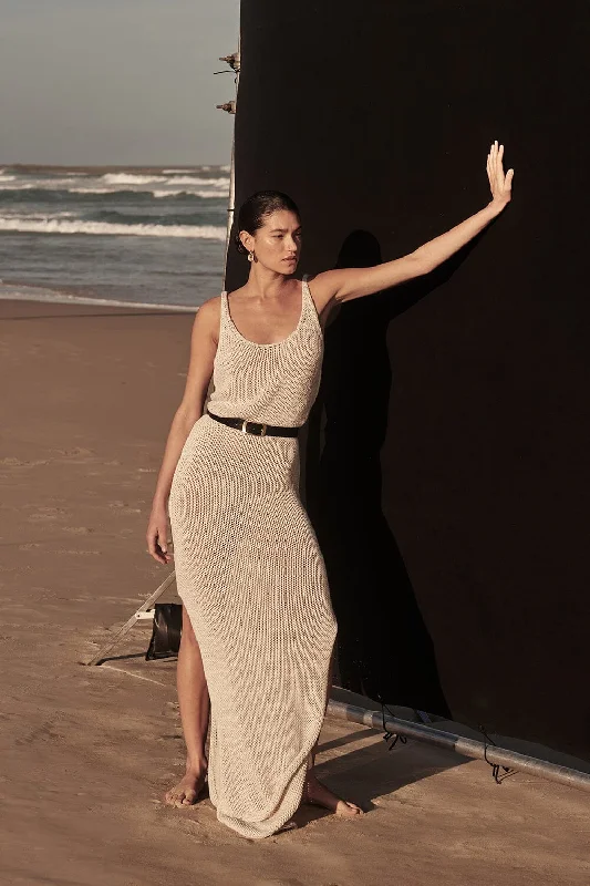 Evening Maxi Dress -HEIDI CREAM MARLE KNIT MAXI DRESS