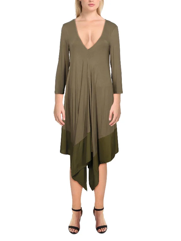 Maxi Dress With Frills -Womens Knit Maxi T-Shirt Dress