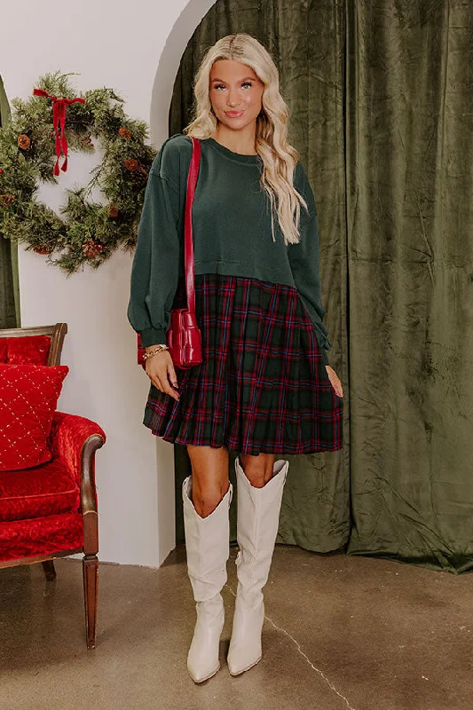 Winter wool A-line mini dress-So Plaid Your Mine Mini Dress