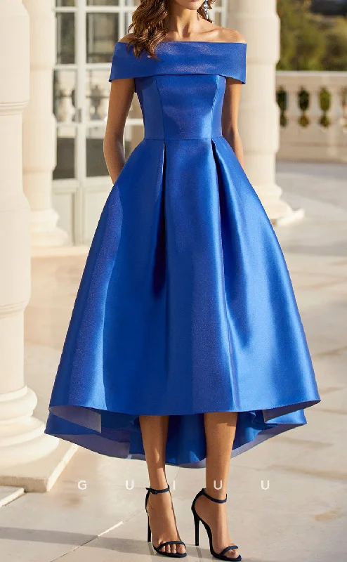 Sexy cocktail dress -GM292 - A-Line Off Shoulder Sleeveless High Low Tea Length Cocktail Dress