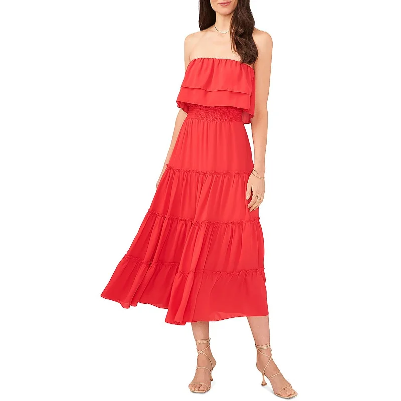 Midi Dress For Cocktail Party -Womens Strapless Calf Midi Dress