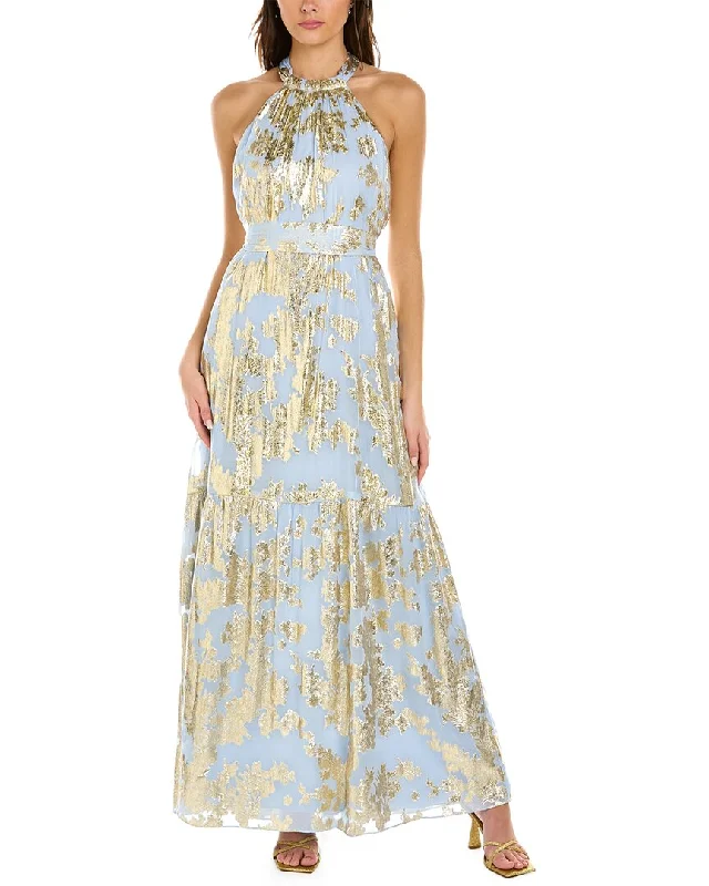 Maxi Dress With Back Tie -ML Monique Lhuillier Chiffon Silk-Blend Maxi Dress