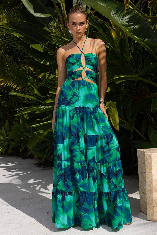 Sexy Maxi Dress -Orchids Maxi Dress - Calista Green