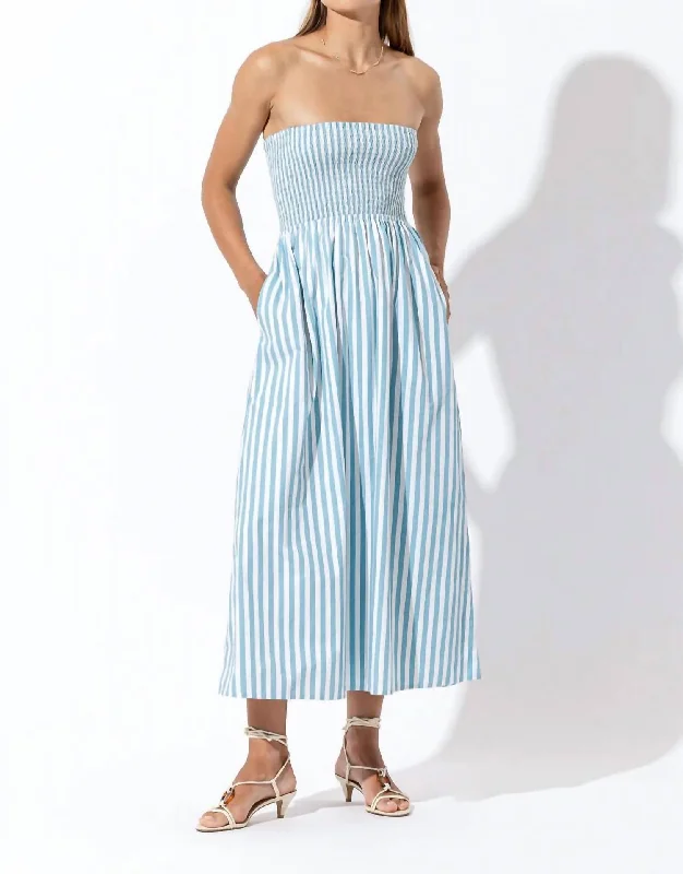 Midi Dress With Bow -Dion Poplin Midi Dress In Arctic