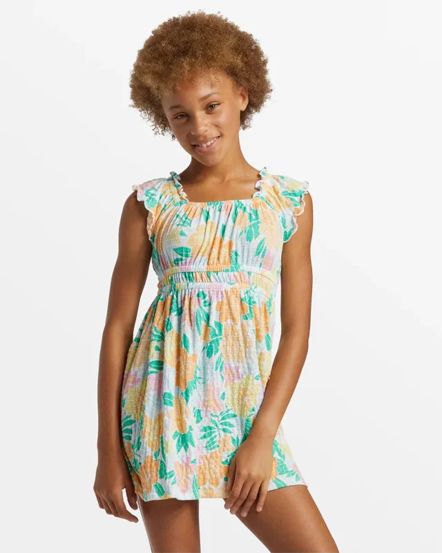 Bohemian fringe embroidered mini dress-Girl's (6-14) Tropical Love Mini Dress