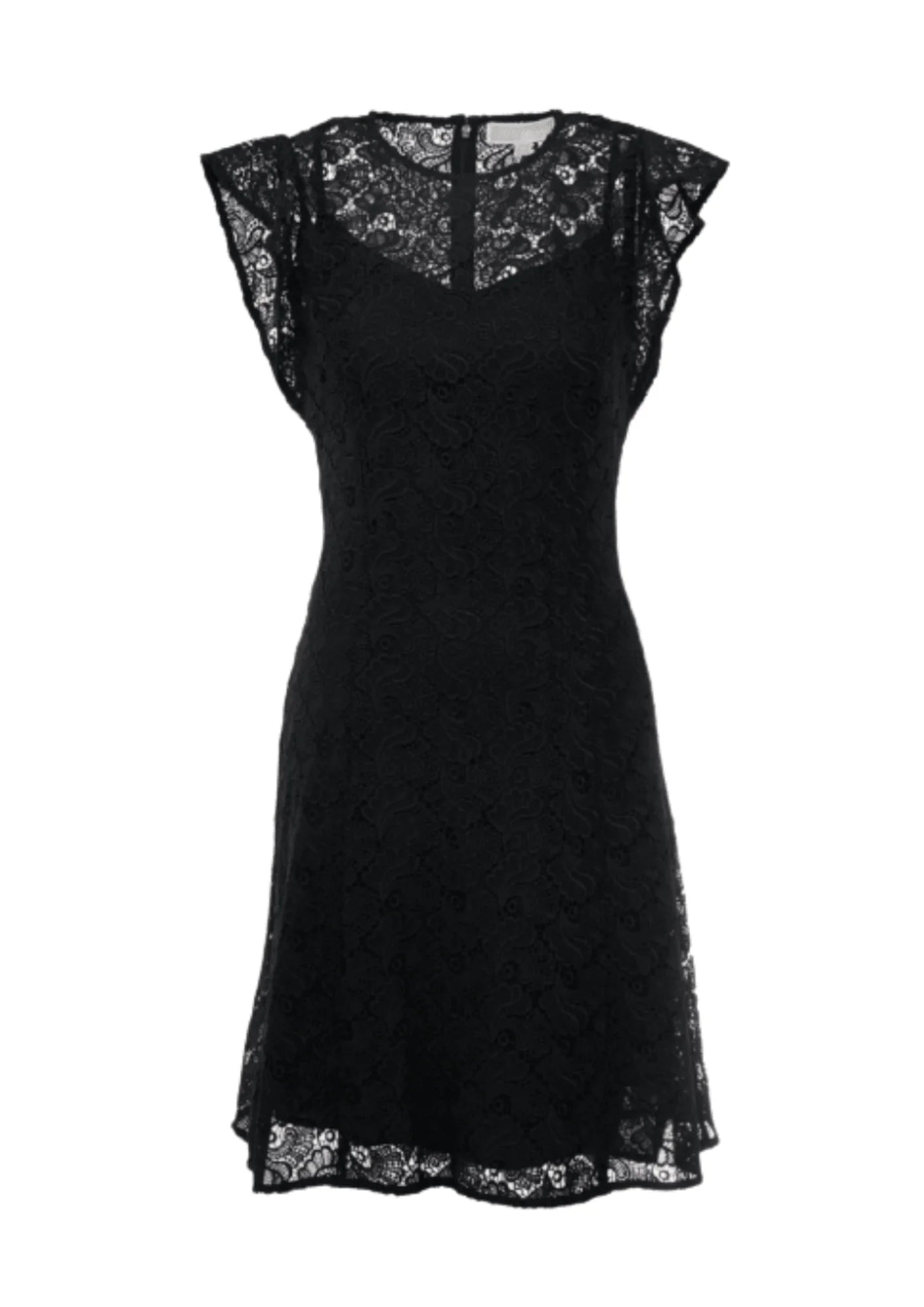 Affordable student casual mini dress-BLACK LACE MINI DRESS