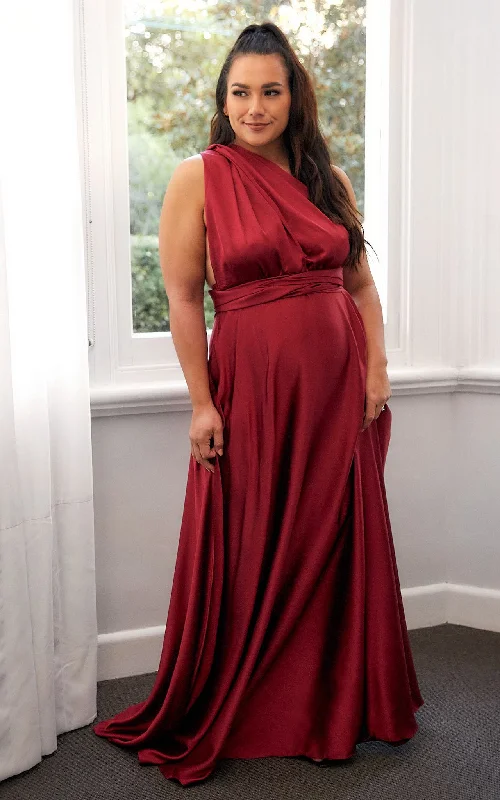 Maxi Dress For Cocktail Party -Roman Multiway Maxi Dress - Burgundy Wine