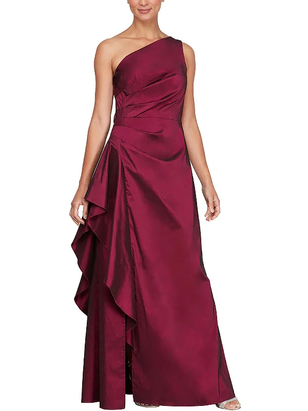 Maxi Dress With Pleated Skirt -Womens Taffeta Maxi Evening Dress