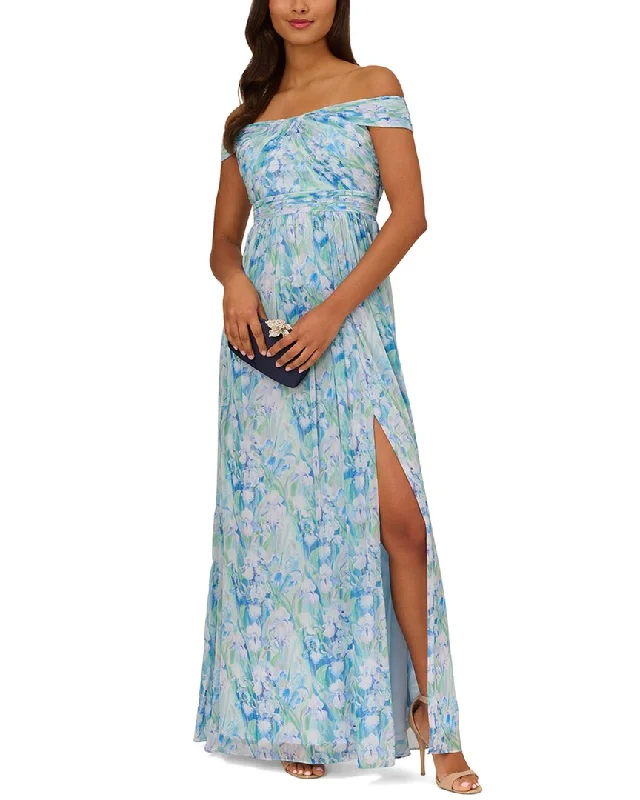 Maxi Dress With Pockets -Adrianna Papell Soft Off The Shoulder Maxi Dress